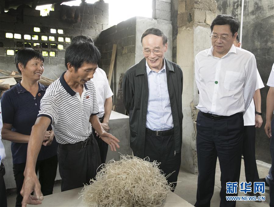 9月3日至5日，中共中央政治局常委、中央紀(jì)委書記、中央巡視工作領(lǐng)導(dǎo)小組組長(zhǎng)王岐山在湖南省調(diào)研并主持召開巡察工作座談會(huì)。這是9月4日，王岐山在瀏陽市官橋鎮(zhèn)石灰嘴村貧困戶家中了解脫貧情況。新華社記者 王曄 攝

