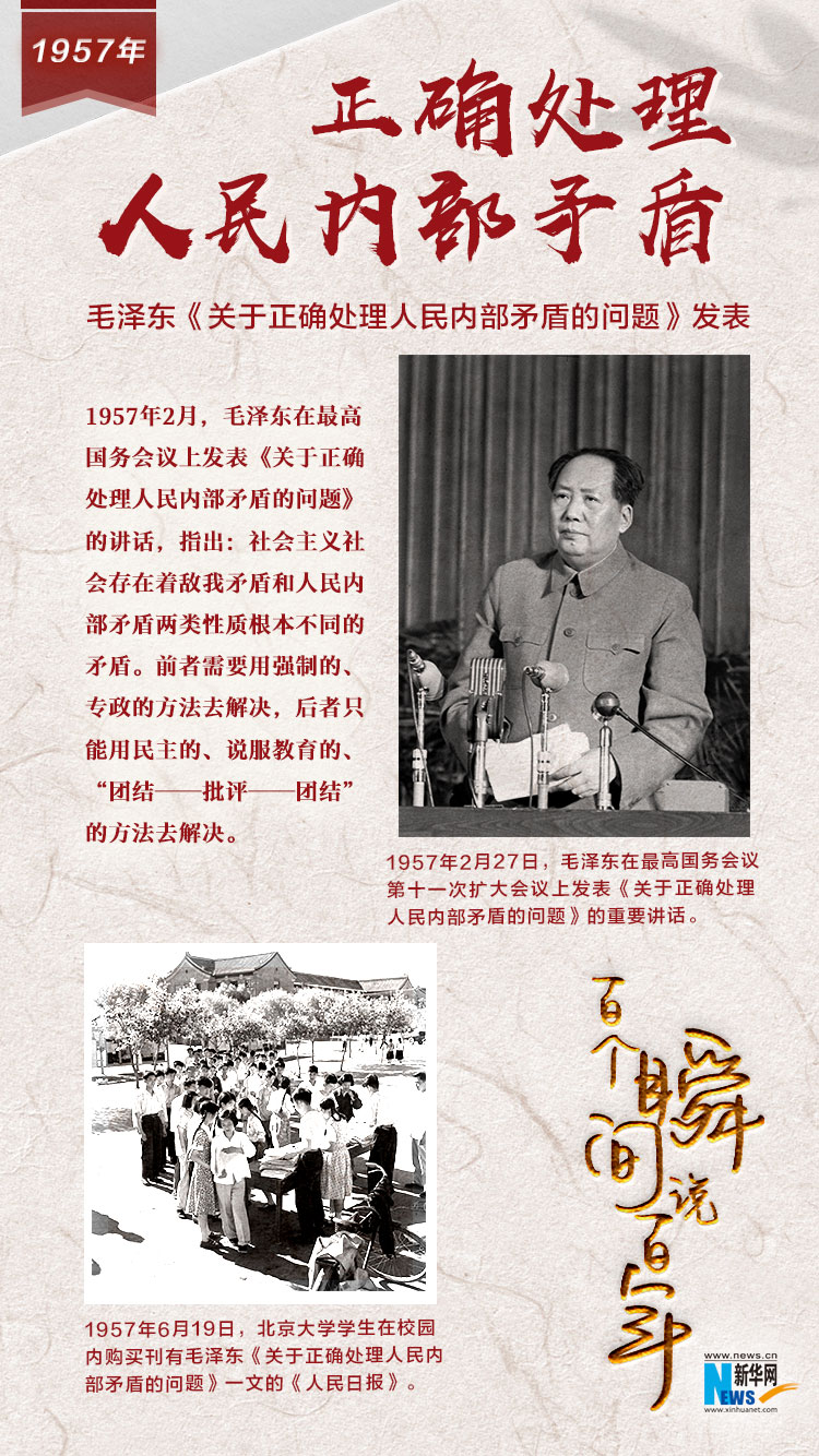 1957，正確處理人民內(nèi)部矛盾