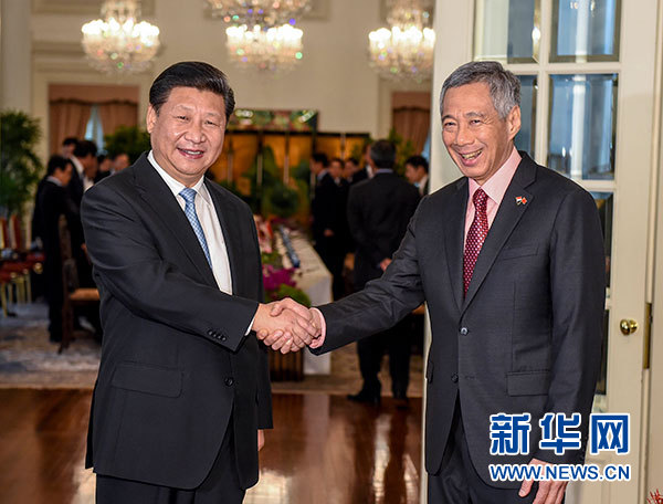 11月7日，國(guó)家主席習(xí)近平在新加坡同新加坡總理李顯龍舉行會(huì)談。 新華社記者 李學(xué)仁 攝