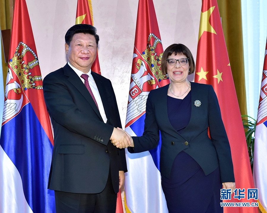 6月18日，國(guó)家主席習(xí)近平在貝爾格萊德會(huì)見(jiàn)塞爾維亞國(guó)民議會(huì)議長(zhǎng)戈伊科維奇。 新華社記者李濤攝